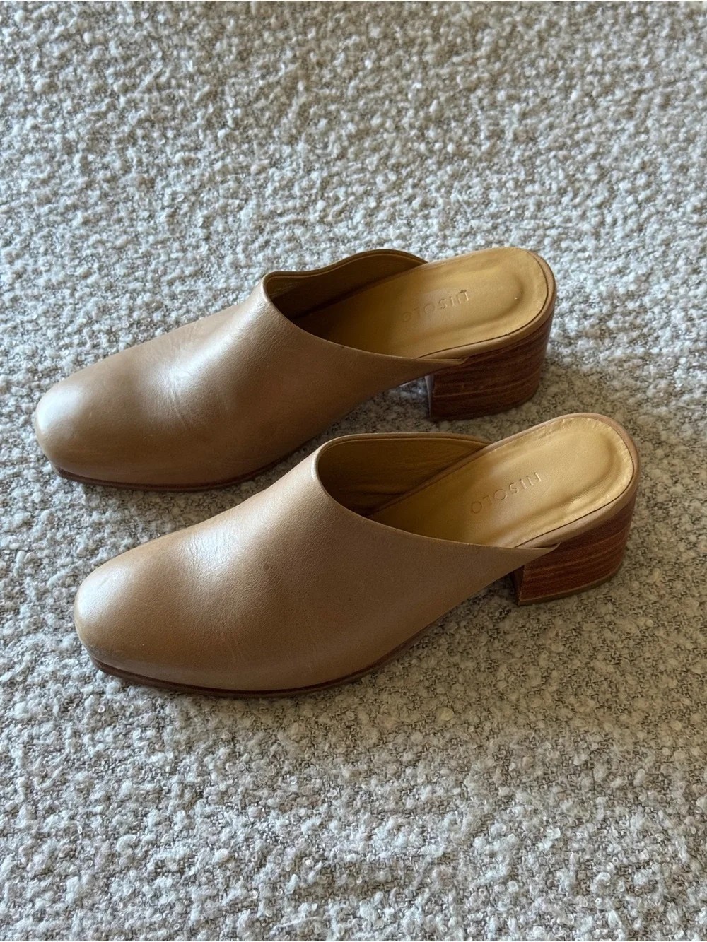 Nisolo Leather Block Heel Mules | Size 8 | Tan/Camel - Picture 2 of 5